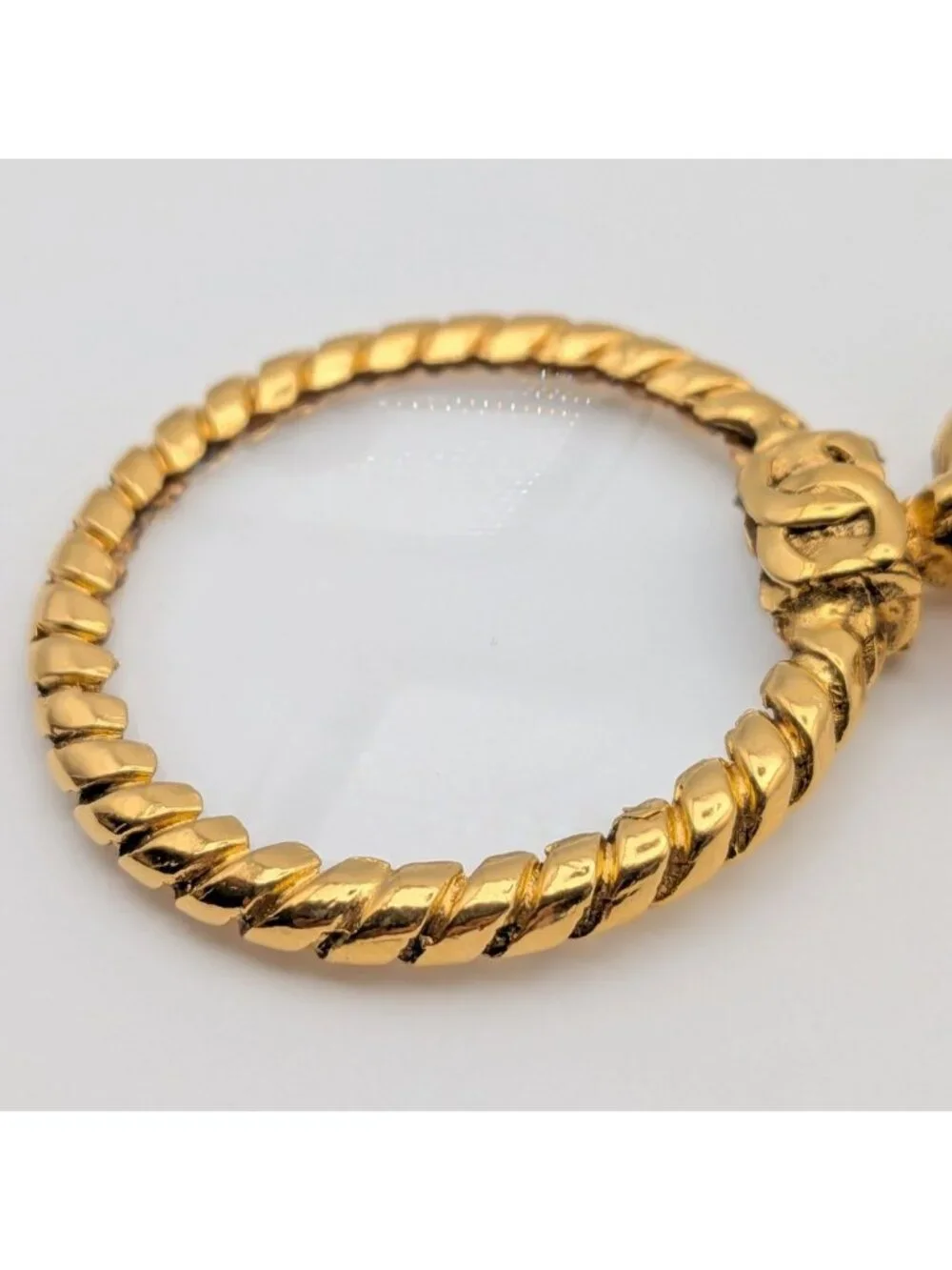 Chanel Pendant CC Logo Loupe Gold Chain First Era Vintage Necklace